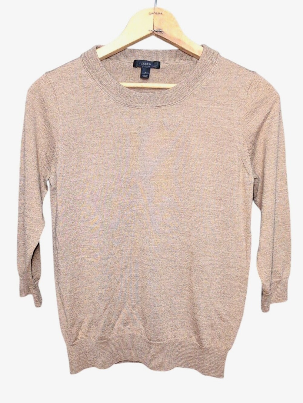 J.Crew Camel Brown 3/4 Sleeve Merino Wool Sweater Women's Size SMALL